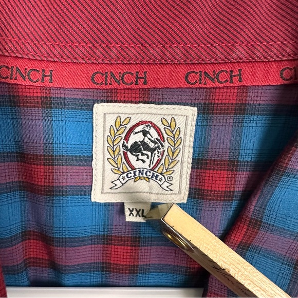 Cinch Long Sleeve Button Down Shirt Men’s XXL Blue/Red Western - Picture 5 of 12